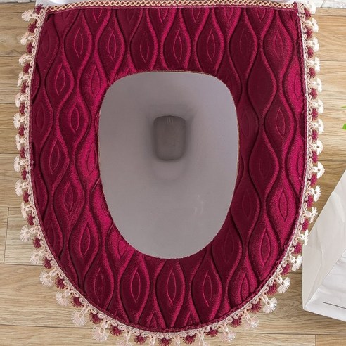 커버 방수 보편적 인 두꺼운 변기 쿠션, 이탈리아 벨벳 익스트림 에디션 레드 지퍼_화장실