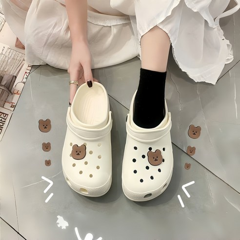 BITERE 남녀공용 실외 샌들 키높이 물놀이 슬리퍼 캐릭터 슬리퍼