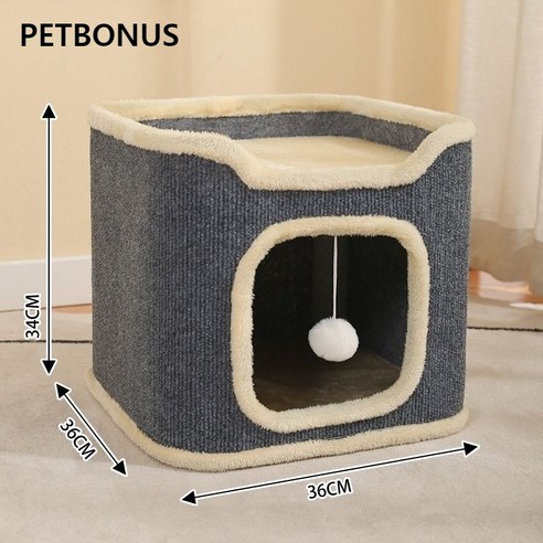 펫보너스 초간단 조립식 스크래쳐 다방향 숨숨집타워 분리세척가능