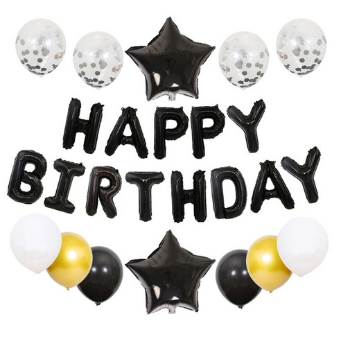 GAM 이벤트 파티 풍선 세트 생일파티 파티용품 생일파티세트 생일풍선 생일파티용품, 심플블링-블랙믹스