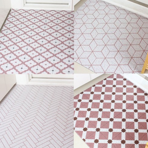 CLEAN UP 멜리사 패턴 코일 현관매트 베란다 발코니 현관용 업소용 바닥 아파트 입구 롤 DIY, 1개, 2.멜리사헥사곤-핑크