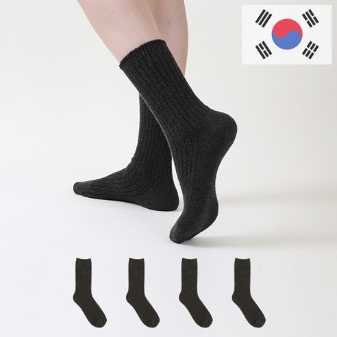 49년양말장인 국산 여성용 두툼한 골지 울 니트 장목 겨울 양말 4켤레