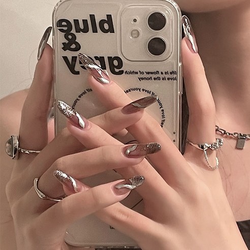 떨샵 인싸 키치 크리스탈 네일팁 인조네일 간편네일팁, 2개, NAIL-N377
