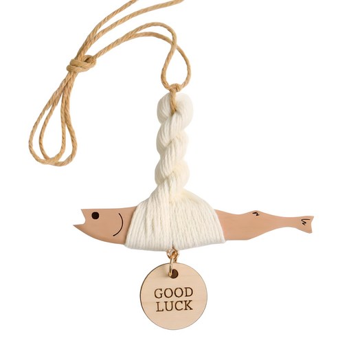 마켓유니버스 차량용 액막이 명태 룸미러 걸이형, GOOD LUCK 체리원목, 1개