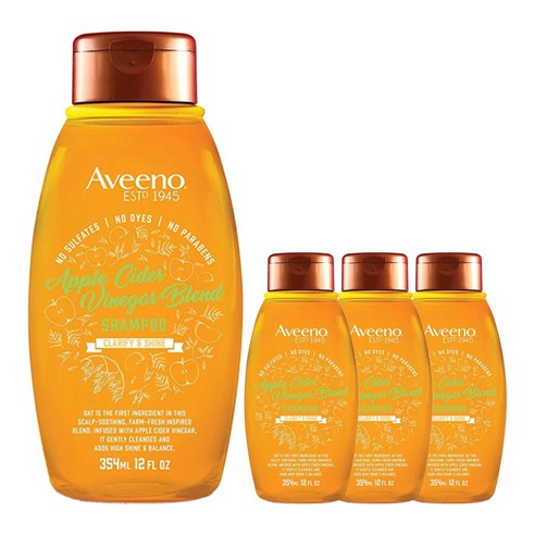 아비노 사과 식초 블렌드 샴푸 클래리파이 & 샤인, 4개, 354ml
