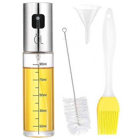 Retemporel 오일 스프레이 병 주방 요리에 사용되는 100Ml 304 스테인레스 스틸 유리 병 (1 팩), 1개