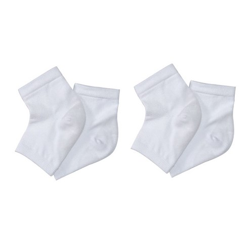 발 뒷꿈치 실리콘 보습 패드 양말, 2세트, 화이트, 2개입