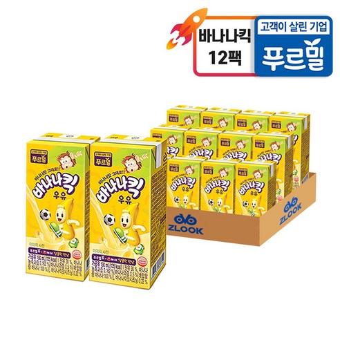 (무료배송)푸르밀 바나나킥 우유 190ml x 24개입 (멸균제품), 24개 멸균우유 Best Top5