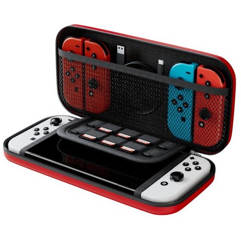 Nintendo 스위치 용 taplzmg 케이스/10 개의 게임 카트리지가있는 oled 운, Red