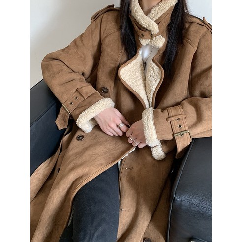 코튼 패딩 코트 새로운 긴 면화 패딩 코트 가을 겨울 두꺼운 모조 Deerskin 벨벳 양고기 코트