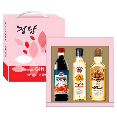 실속선물 설 추석 명절선물 백설 요리3종 정담홍게간장 올리고당 카놀라유 1만원이하 고급 선물, 1세트