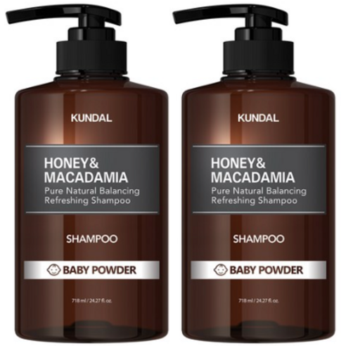 쿤달 허니 앤 마카다미아 네이처 샴푸 베이비파우더향, 718ml, 2개