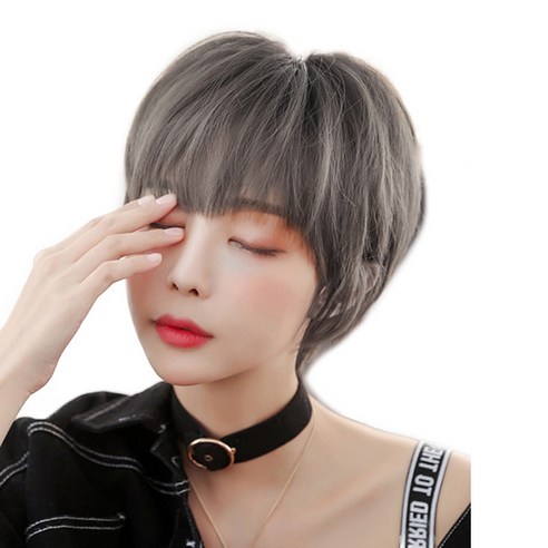 이쁘다샵 가발위드 숏 단발 투톤 스트레이트 여성 통가발 솔리라, 투톤그레이, 1개