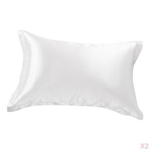 2pcs 실키 통기성 퀸 실크 새틴 케이스 침구 베갯잇 홈 장식, 화이트, 폴리 에스터