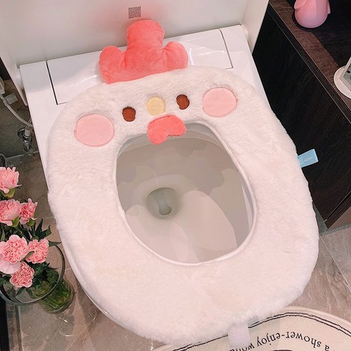 화장실 쿠션 봉제 가을과 겨울 따뜻한 쿠션, 화이트 치킨 화장실 매트