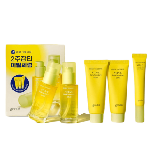 청귤 비타C 잡티케어 세럼 더블 세트 (세럼 30ml 2개+크림 40ml 2개+아이크림 15ml), 세럼 30ml2+크림 40ml2+아이크림 15ml