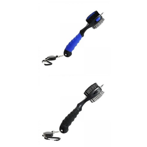 2Pcs 골프 클럽 브러시 그루브 클리너 개폐식 골퍼 선물 야외, 플라스틱, 검은 색