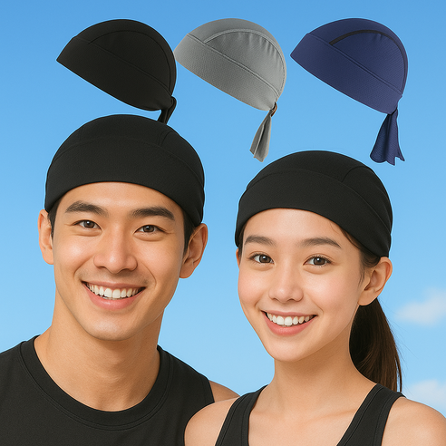 럭키제이 스포츠 자전거 메쉬 쿨 두건 모자, 블랙+그레이, 2개