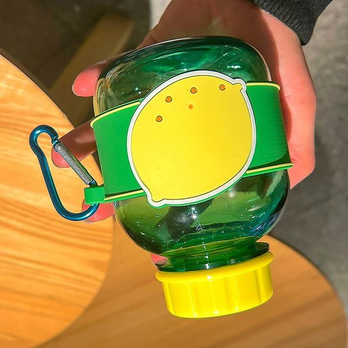 미니 물컵 고미모 귀엽다 작고 휴대용 플라스틱 컵 창의적 개성 트렌드 핸드 컵, 초록색, 350ml