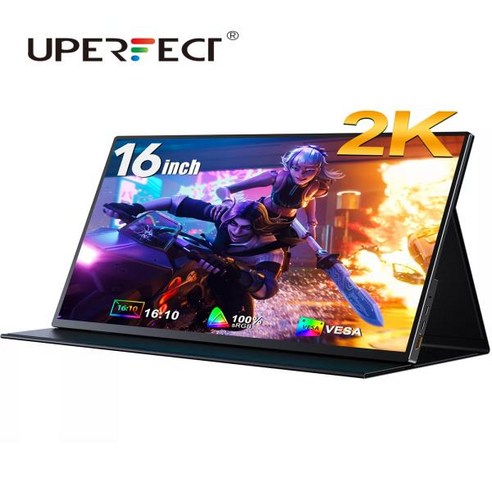 UPERFECT 16인치 2K 게임 모니터 2560*1600 QHD 500Cd/m² 10비트 Type C 디스플레이 Xbox PS5 스위치 노트북 Mac 전화용, 01 영국 플러그_01 CHINA