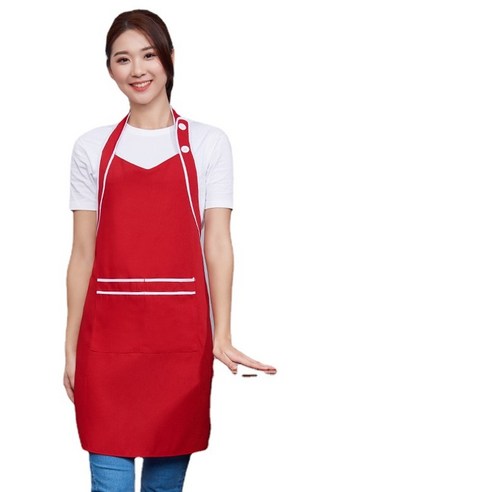 ANKRIC 방수앞치마 조절 가능 종업원 방유 방모 목걸이 앞치마 내장간대략, 빨간색