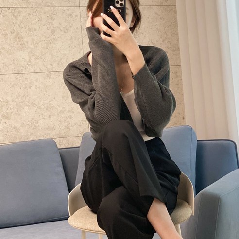 스키니어 긴팔 크롭 니트 볼레로 숏 가디건 sz88328
