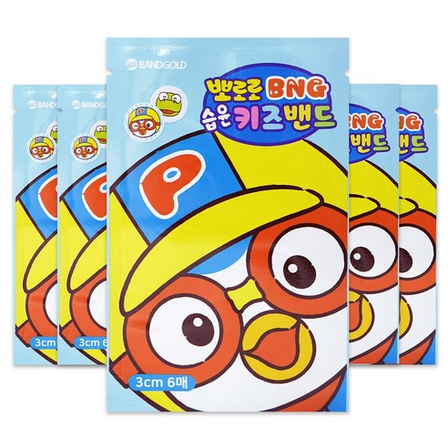 밴드골드 뽀로로 BNG 습윤 키즈밴드 뽀로로 6매입 x 5개, 1세트, 6개