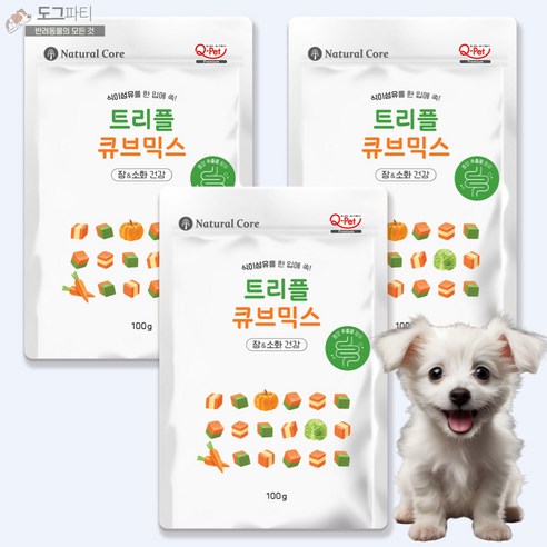 네츄럴코어 트리플 큐브믹스 강아지 한입간식, 5개, 100g, 관절건강