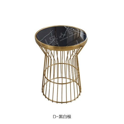 이탈리아 대리석 코너 테이블 호텔 커피 사이드 소파 거실 침대 옆 테이블, 08.C - 흑백 루트
