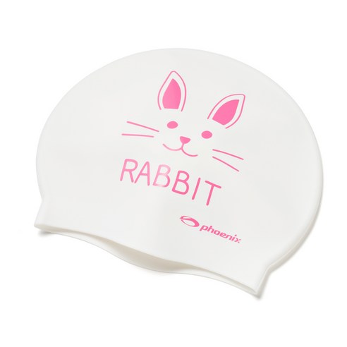 피닉스 디자인 실리콘 아동수영모_동물친구들, 화이트래빗