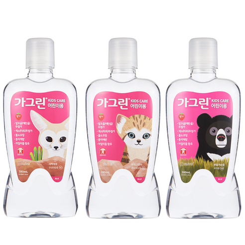 가그린 어린이용 구강청결제 딸기향, 380ml, 3개