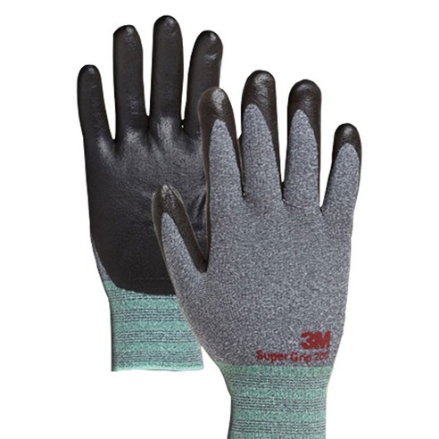 3M 슈퍼그립 200 안전 코팅 작업 터치 장갑, S, 50개