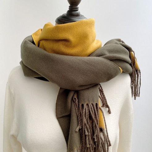 양면 좋은 품질의 단색 스카프 여성의 겨울 조커 긴 목도리 베이지 스카프
