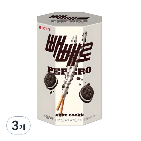 빼빼로 화이트쿠키, 132g, 3개