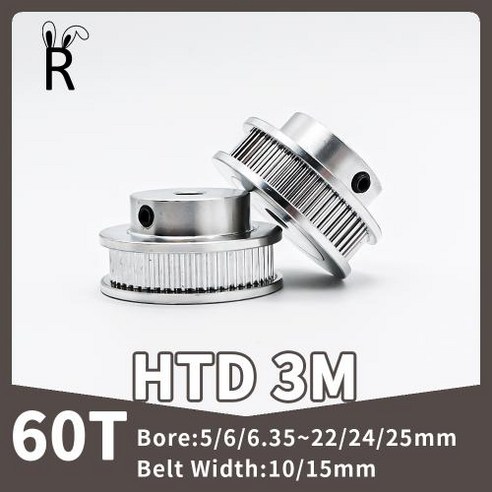 자전거 빅풀리 HTD 3M 동기 휠 도르래 보어 톱니 너비 10mm 15mm 벨트 타이밍 기어 60T 5mm 68 22mm 24mm 25mm, 94) 24mm  15mm1pcs, 1개