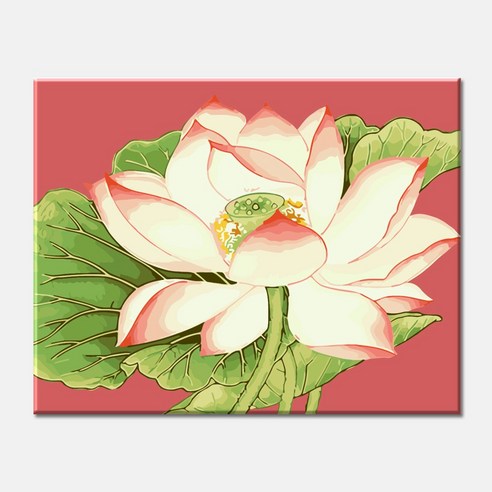 모모픽스페인팅 명화그리기 50x40cm 분홍빛 연꽃 연못 물감