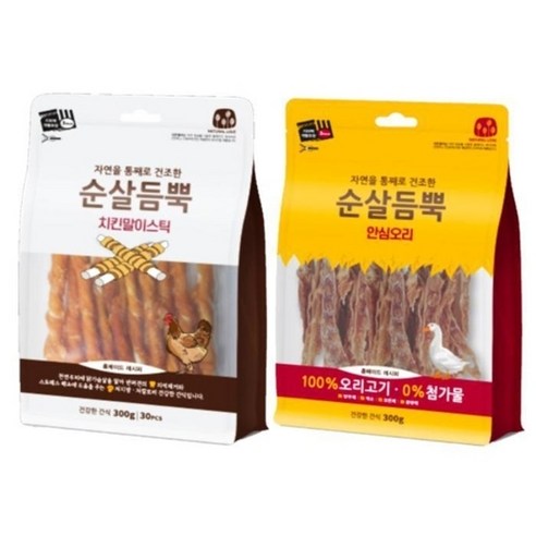 기타 건강한 간식 순살듬뿍 300g (안심오리 1개 + 안심치킨 ) (합 2개), 2개 오리안심안심살