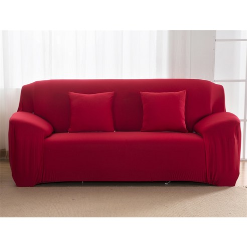 [XIG] Housmife 단색 소파 커버 거실 소파 커버 코너 소파 커버 Slipcover Chair Protector 1/2/3/4 인승, 1Pc 145-185Cm, 레드