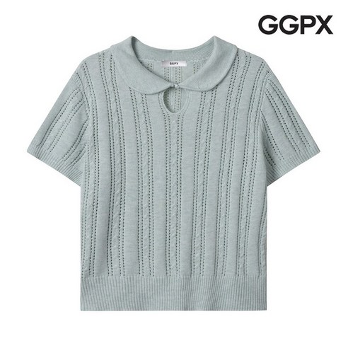 GGPX 둥근 카라넥 펀칭 반팔 니트 (GP3KP019F) 596297