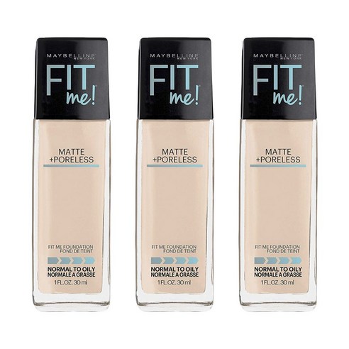 메이블린 핏 미! 파운데이션 매트 + 포어리스 30ml, 3개, 102 Fair Porcelain