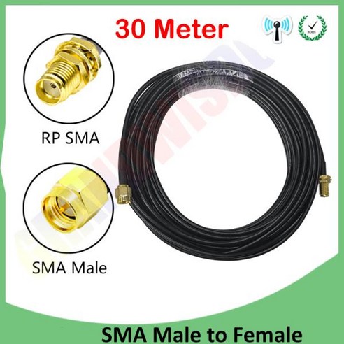 EOTH 30m SMA Male to Female 2.4 IOT 안테나 플매트 카펫 러그 커넥터 피그테일 동축 점퍼 연장 케이블 맞춤형 RG174, 01 30 METER 차량용ott