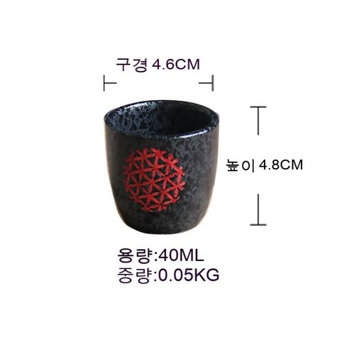 스노우드림 일본식 청주 도자 세트 가정용 소형 잔 소주잔, 흑매주잔_10개 룩