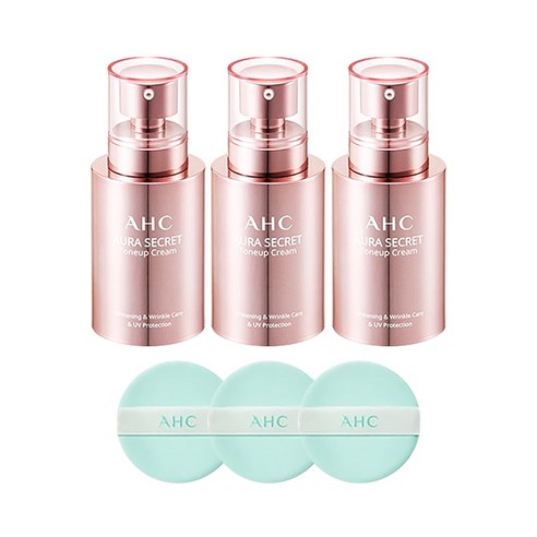 AHC AHC 아우라 시크릿 톤업크림 50g x3 + AHC 퍼프3매, 단품, 단품