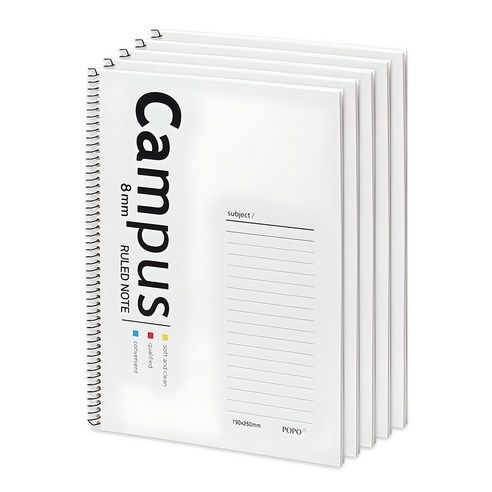 포포팬시 캠퍼스 노트 3, 화이트, 5개