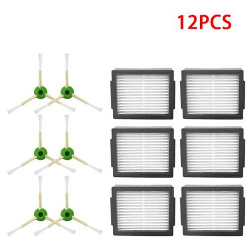 IRobot Roomba i7 액세서리 I7 + E5 E6 로봇 청소기 메인 사이드 브러시 Hepa 필터 먼지 봉투 교체형 예, 10 12pcs, 10) 12pcs