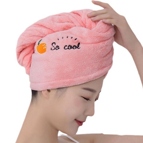 산호 양털 건조 헤어 모자 소프트 샤워 헤어 타월 흡수성 빠르게 건조 머리, 분홍색