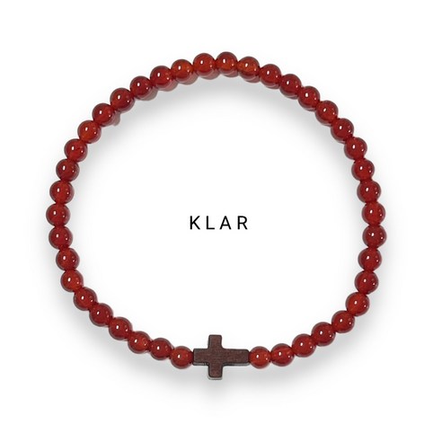 클라(KLAR) 천연 자마노(Sard) 샤벨 십자가 팔찌: 신앙과 스타일의 완벽한 조화