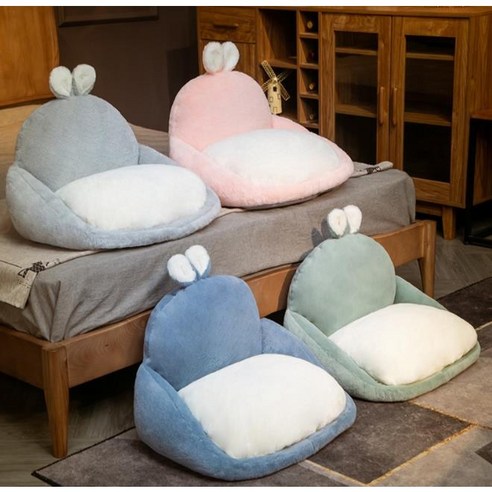 토끼 캐릭터 등받이 의자 방석 소파 일체형 쿠션 의자, 그린