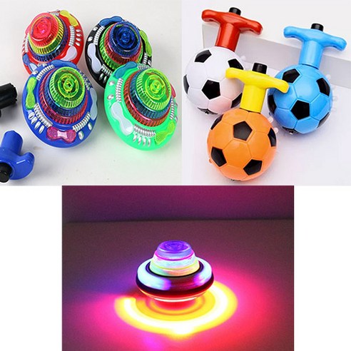 파피앙 팽이 LED 축구공 팽이 LED UFO 팽이 배틀팽이 뮤직팽이 장난감-색상램덤, 03) LED 축구공 팽이+LED UFO 팽이 -램덤, 랜덤 발송