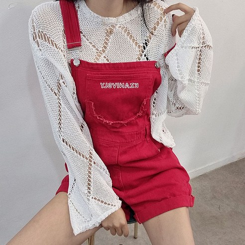 발랄 포켓 데님롤 멜빵 반바지 발랄 포켓 데님롤 멜빵 반바지